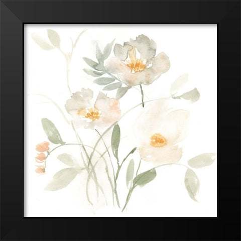 Whispering Petals II Black Modern Wood Framed Art Print by Goldberger, Jennifer