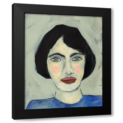 Green Eyed Girl I Black Modern Wood Framed Art Print with Double Matting by Moore, Regina