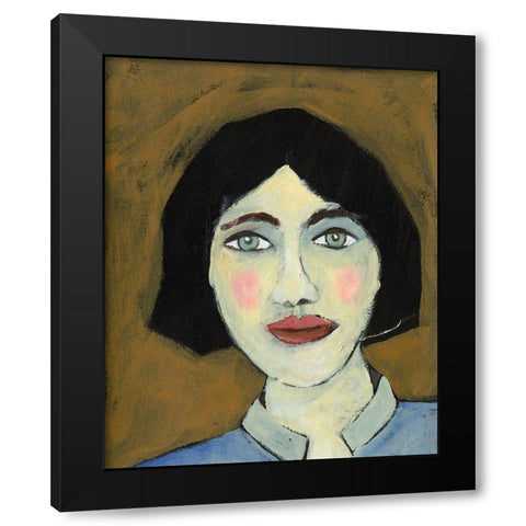 Green Eyed Girl II Black Modern Wood Framed Art Print by Moore, Regina