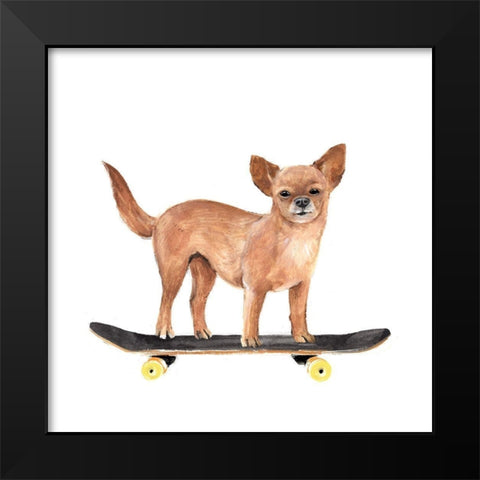 Pups on Wheels I Black Modern Wood Framed Art Print by Warren, Annie