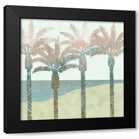 Retro Palms II Black Modern Wood Framed Art Print by Kouta, Flora