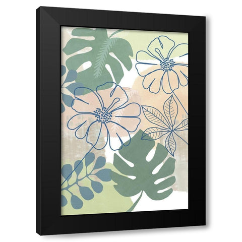 Tropical Flower Power I Black Modern Wood Framed Art Print with Double Matting by Kouta, Flora