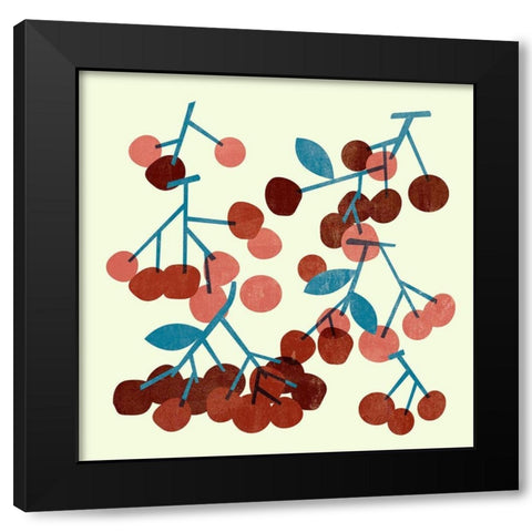 Sweet Cherries II Black Modern Wood Framed Art Print with Double Matting by Wang, Melissa