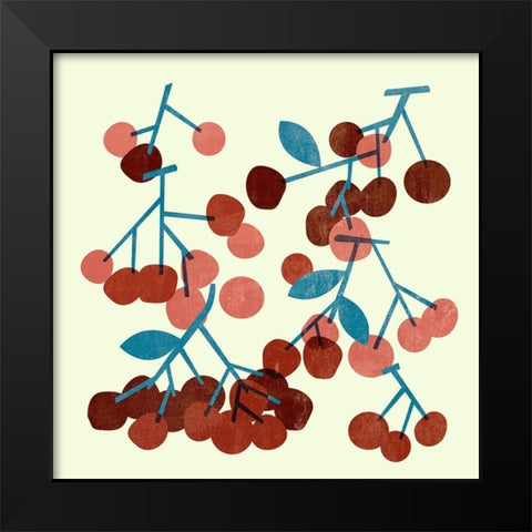 Sweet Cherries II Black Modern Wood Framed Art Print by Wang, Melissa