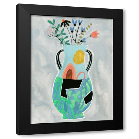 Collage Vase I Black Modern Wood Framed Art Print with Double Matting by Wang, Melissa