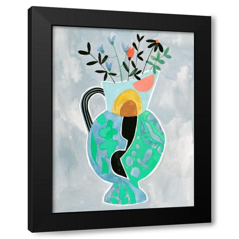 Collage Vase II Black Modern Wood Framed Art Print with Double Matting by Wang, Melissa