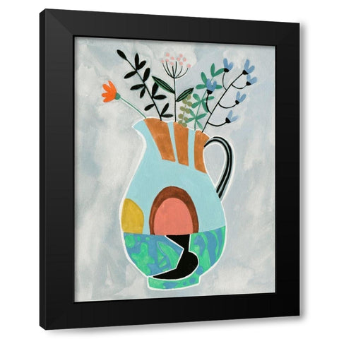 Collage Vase III Black Modern Wood Framed Art Print with Double Matting by Wang, Melissa