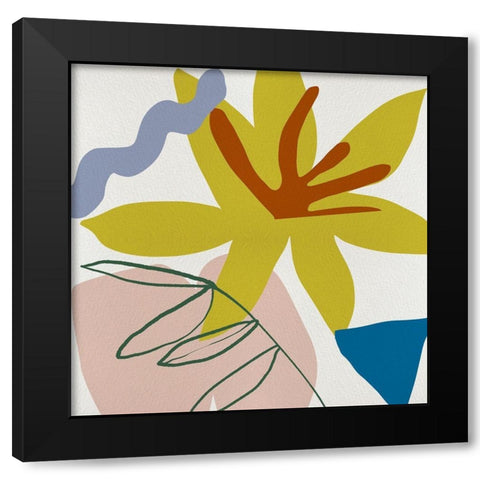 Flower Petals V Black Modern Wood Framed Art Print with Double Matting by Wang, Melissa