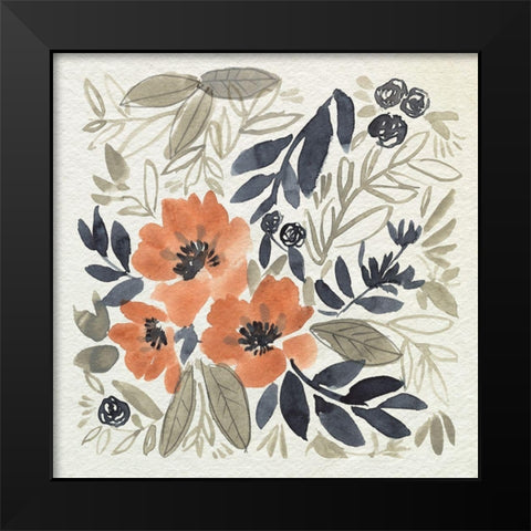 Sienna and Paynes Flowers II Black Modern Wood Framed Art Print by Goldberger, Jennifer