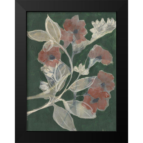 Blooms on Hunter Green I Black Modern Wood Framed Art Print by Goldberger, Jennifer