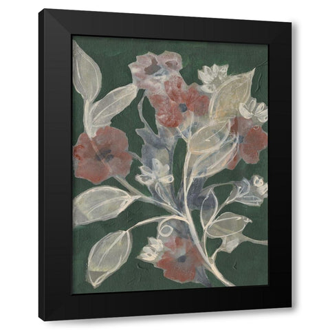 Blooms on Hunter Green II Black Modern Wood Framed Art Print with Double Matting by Goldberger, Jennifer