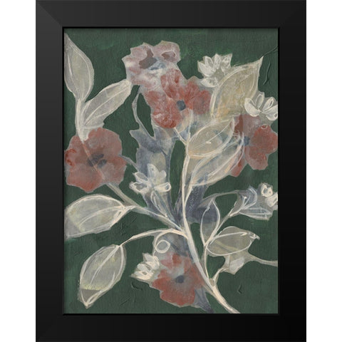 Blooms on Hunter Green II Black Modern Wood Framed Art Print by Goldberger, Jennifer