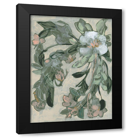 Cascading Bouquet II Black Modern Wood Framed Art Print with Double Matting by Goldberger, Jennifer