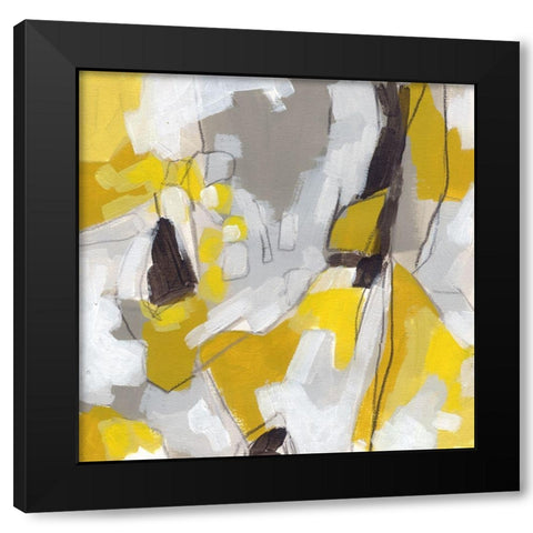 Citron Confetti II Black Modern Wood Framed Art Print with Double Matting by Vess, June Erica