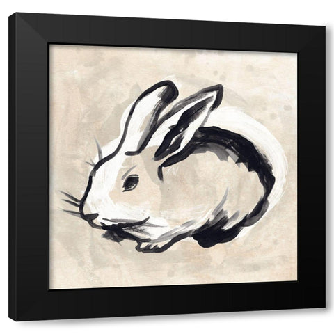 Antique Rabbit II Black Modern Wood Framed Art Print with Double Matting by Vess, June Erica