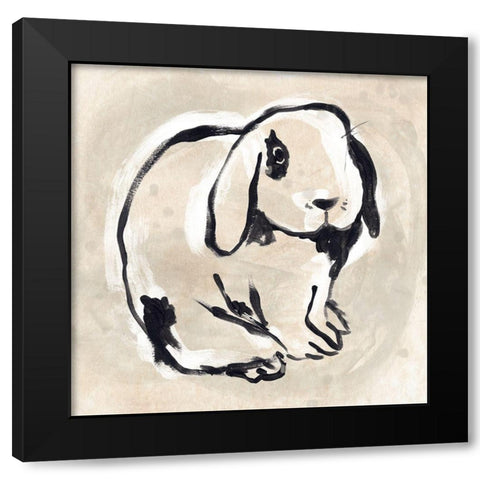Antique Rabbit III Black Modern Wood Framed Art Print by Vess, June Erica