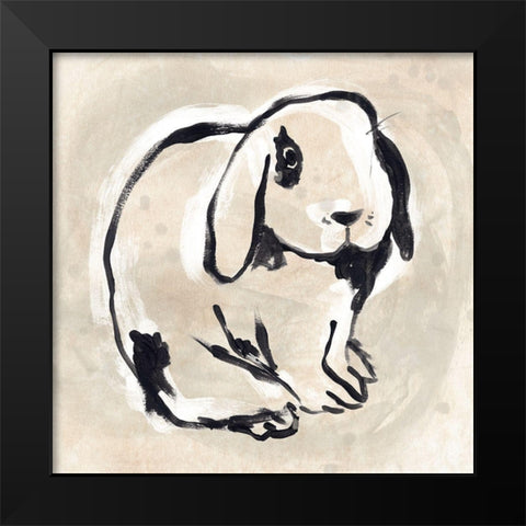 Antique Rabbit III Black Modern Wood Framed Art Print by Vess, June Erica