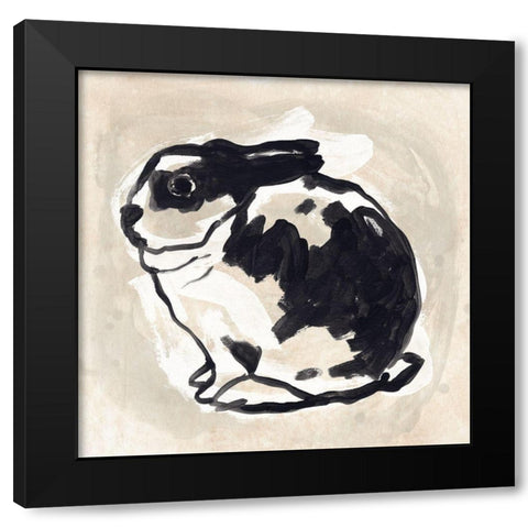Antique Rabbit IV Black Modern Wood Framed Art Print by Vess, June Erica