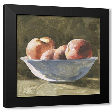 Bowl of Peaches I Black Modern Wood Framed Art Print by Caroline, Emma