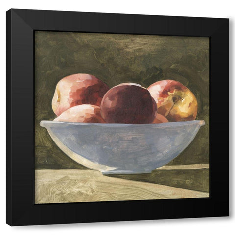 Bowl of Peaches II Black Modern Wood Framed Art Print by Caroline, Emma