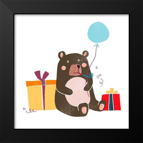 Party Animals III Black Modern Wood Framed Art Print by Vess, June Erica