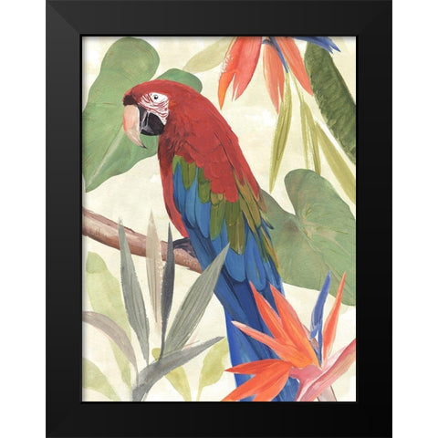 Tropical Parrot Composition III Black Modern Wood Framed Art Print by Warren, Annie