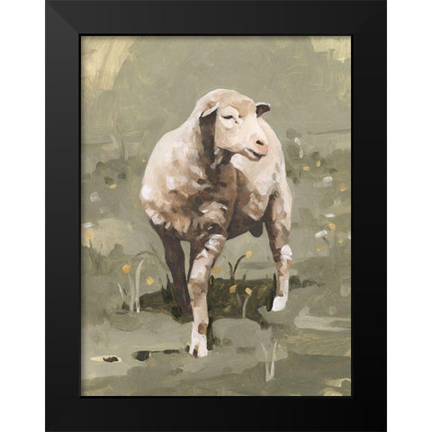 Spring Sheep I Black Modern Wood Framed Art Print by Caroline, Emma