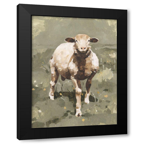 Spring Sheep II Black Modern Wood Framed Art Print by Caroline, Emma