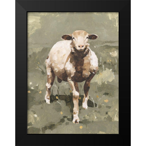 Spring Sheep II Black Modern Wood Framed Art Print by Caroline, Emma