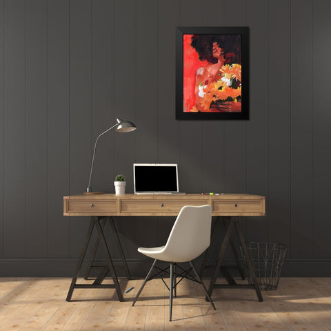 Through the Flowers I Black Modern Wood Framed Art Print by Parker, Jennifer Paxton