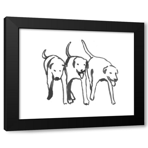 Dogs on a Jog I Black Modern Wood Framed Art Print by Caroline, Emma