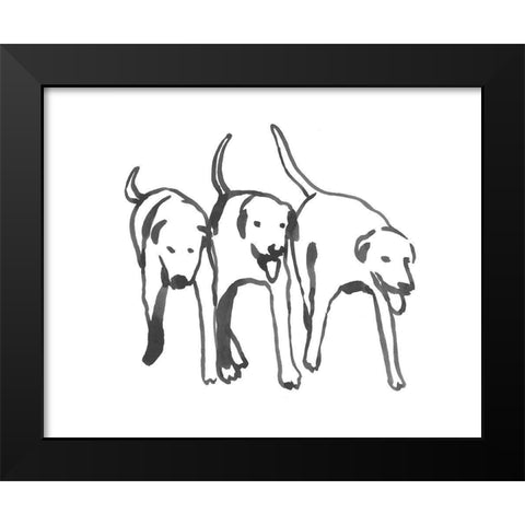 Dogs on a Jog I Black Modern Wood Framed Art Print by Caroline, Emma