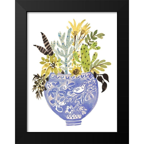 Painted Vase of Flowers I Black Modern Wood Framed Art Print by Fields, Karen
