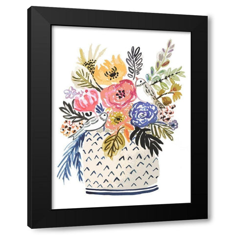 Painted Vase of Flowers II Black Modern Wood Framed Art Print with Double Matting by Fields, Karen