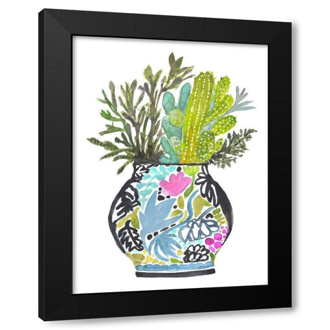 Painted Vase of Flowers IV Black Modern Wood Framed Art Print with Double Matting by Fields, Karen