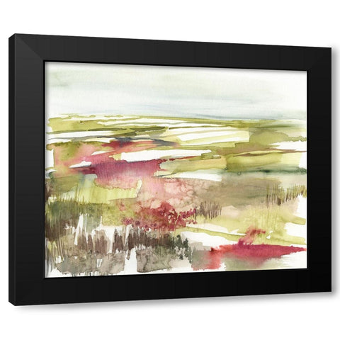 Burgundy Flower Horizon II Black Modern Wood Framed Art Print with Double Matting by Goldberger, Jennifer