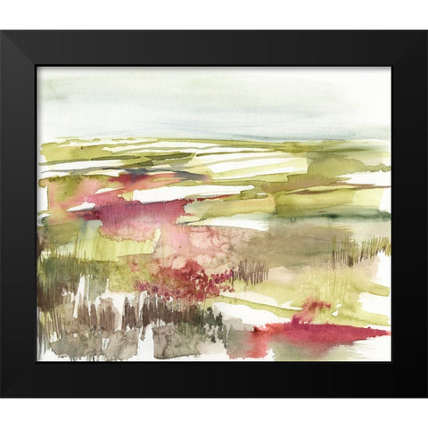 Burgundy Flower Horizon II Black Modern Wood Framed Art Print by Goldberger, Jennifer