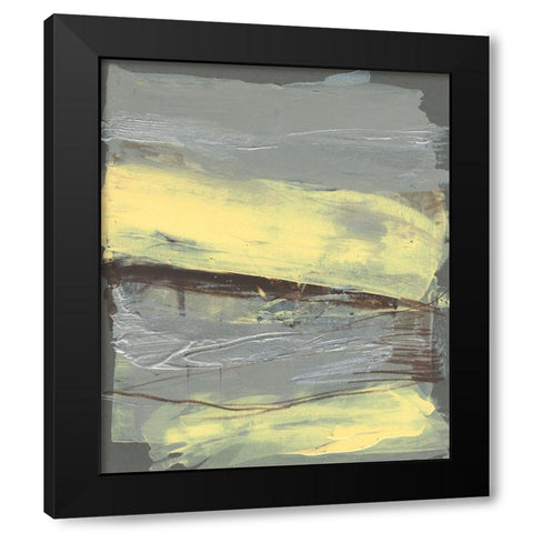 Lemon and Silver Swipe II Black Modern Wood Framed Art Print with Double Matting by Goldberger, Jennifer