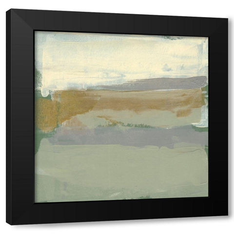 Sage and Gold Swipe I Black Modern Wood Framed Art Print with Double Matting by Goldberger, Jennifer