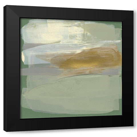 Sage and Gold Swipe II Black Modern Wood Framed Art Print by Goldberger, Jennifer