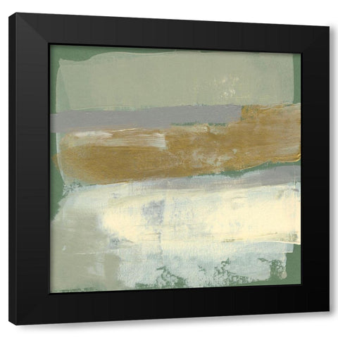 Sage and Gold Swipe IV Black Modern Wood Framed Art Print with Double Matting by Goldberger, Jennifer