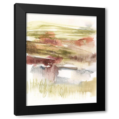 Abstract Flower Horizon I Black Modern Wood Framed Art Print with Double Matting by Goldberger, Jennifer