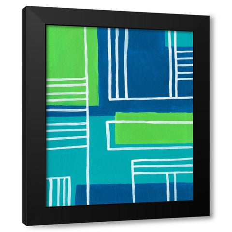 On the Line I Black Modern Wood Framed Art Print by Moore, Regina