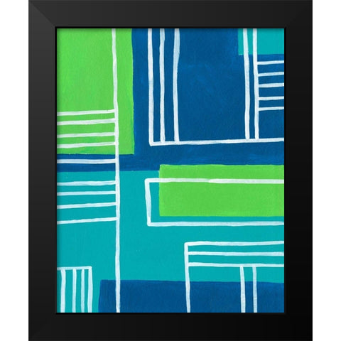 On the Line I Black Modern Wood Framed Art Print by Moore, Regina
