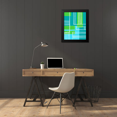 On the Line V Black Modern Wood Framed Art Print by Moore, Regina