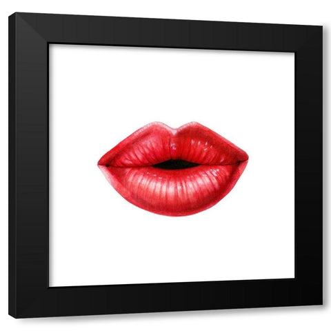 Emotion Lips I Black Modern Wood Framed Art Print with Double Matting by Popp, Grace