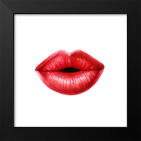 Emotion Lips I Black Modern Wood Framed Art Print by Popp, Grace