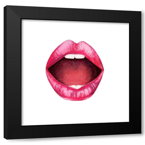 Emotion Lips II Black Modern Wood Framed Art Print by Popp, Grace