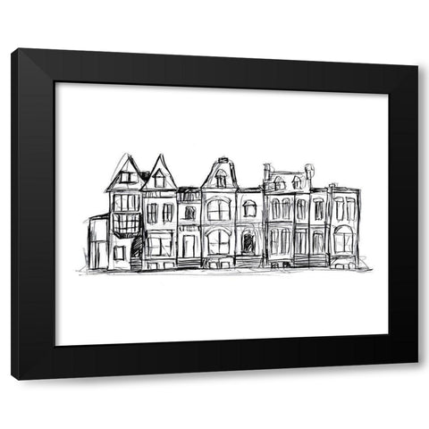 Rowhouses I Black Modern Wood Framed Art Print by Vess, June Erica