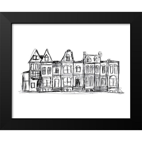 Rowhouses I Black Modern Wood Framed Art Print by Vess, June Erica